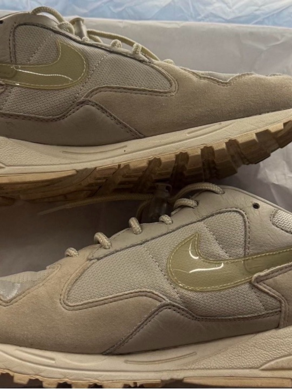 Nike Men's Beige Suede & Mesh Sneakers